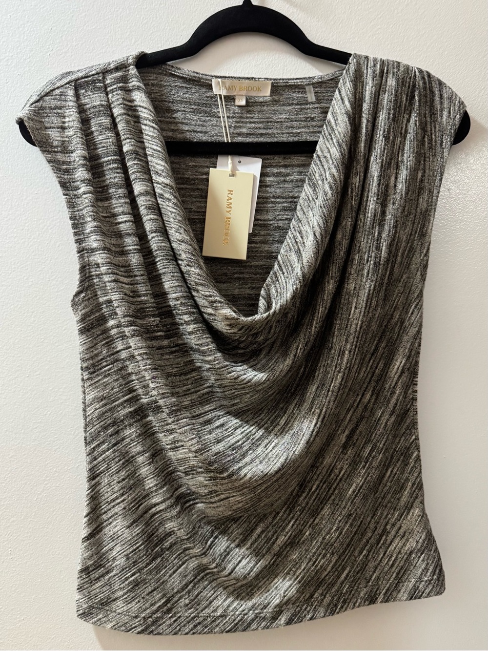 Ramy Brook Heathered Gray Cowl Neck Sleeveless Top